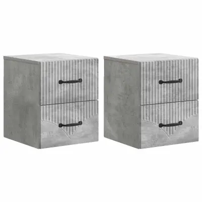 vidaXL Stenski nočni omarici 2 pcs Betonsko siva 34,5 x 33 x 40 cm