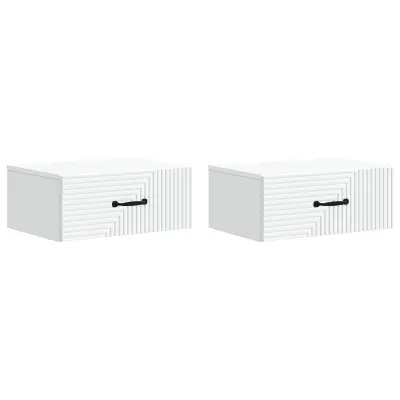 vidaXL Stenski nočni omarici s predalom 2 pcs Bela 49 x 34,5 x 20 cm