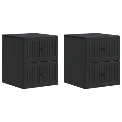 vidaXL Stenski nočni omarici s predalom 2 pcs Črna 33 x 34,5 x 40 cm