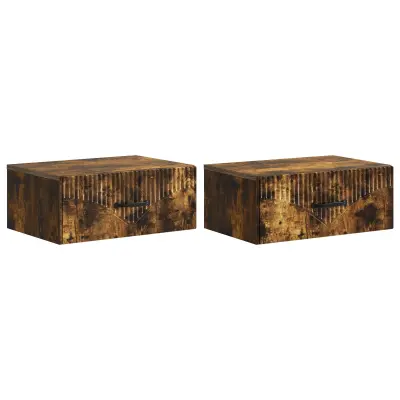 vidaXL Stenski nočni omarici 2 pcs Dimljen hrast 49 x 34,5 x 20 cm
