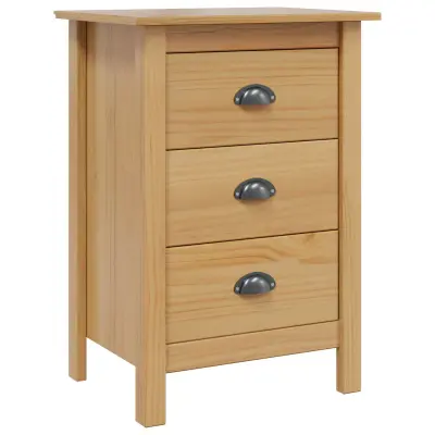 vidaXL Nočna omarica s predalom HILL Medeno rjava 46 x 35 x 65 cm