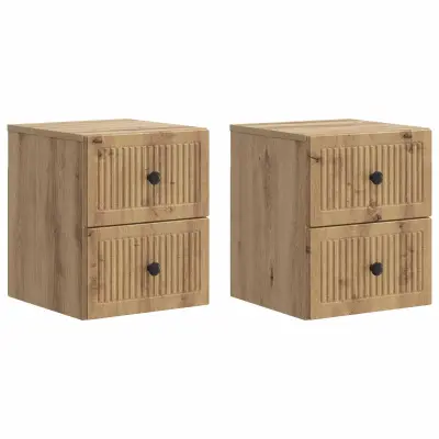 vidaXL Stenski nočni omarici 2 pcs Artisan hrast 33 x 34,5 x 40 cm