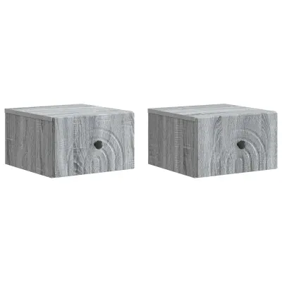 vidaXL Stenski nočni omarici 2 pcs Siva Sonoma 33 x 34,5 x 20 cm