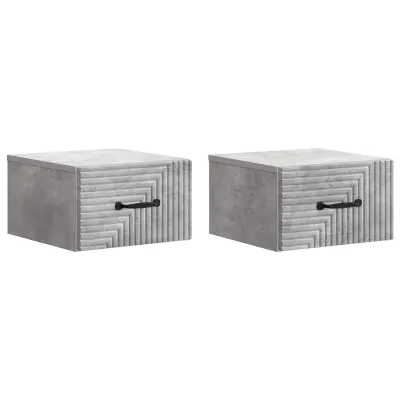 vidaXL Stenski nočni omarici 2 pcs Betonsko siva 34,5 x 33 x 20 cm