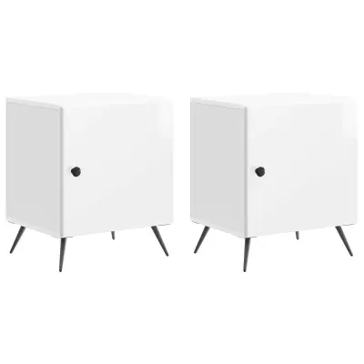 vidaXL Nočna omarica 2 pcs Bela visok sijaj 43 x 34,5 x 50 cm