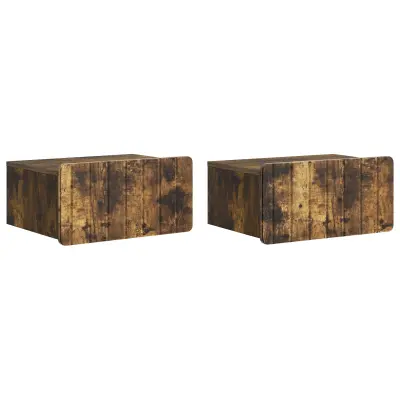 vidaXL Stenski nočni omarici 2 pcs Dimljen hrast 49 x 34,5 x 24 cm