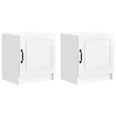 vidaXL Nočna omarica 2 pcs Bela visok sijaj 43 x 34,5 x 47 cm