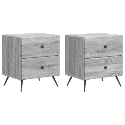vidaXL Nočna omarica s predalom 2 pcs Siva Sonoma 43 x 34,5 x 47,5 cm