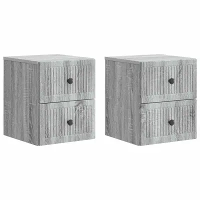 vidaXL Stenski nočni omarici 2 pcs Siva Sonoma 33 x 34,5 x 40 cm