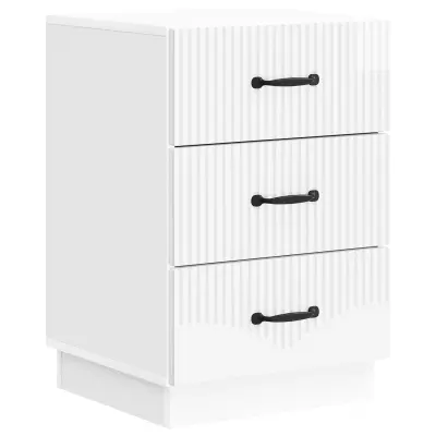 vidaXL Nočna omarica Bela visok sijaj 43 x 41 x 63,5 cm Inženirski les