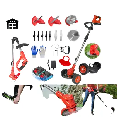 21V Brezžični strižnik trave, nastavljiva višina, 3-v-1 rezalne nože, EU