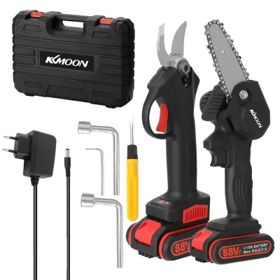 Električne obrezovalne škarje, brezžični brezkrtačni motor, komplet 4-palčnih verižnih žag, EU vtič