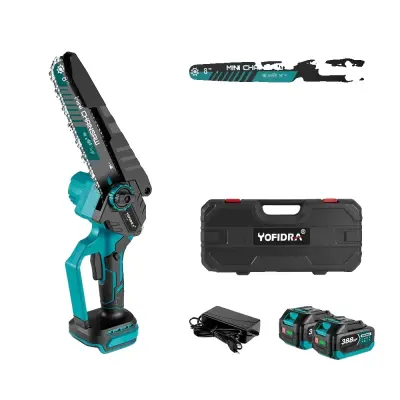 Električna obrezovalna žaga, 8-palčna rezila, brezkrtačni motor, 2Baterijska plastična škatla, EU