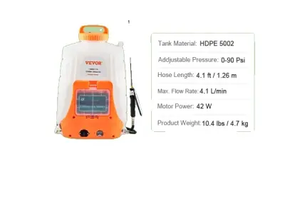 Nahrbtnik pršilnik, nastavljiv tlak, 4-galonski rezervoar, tip A