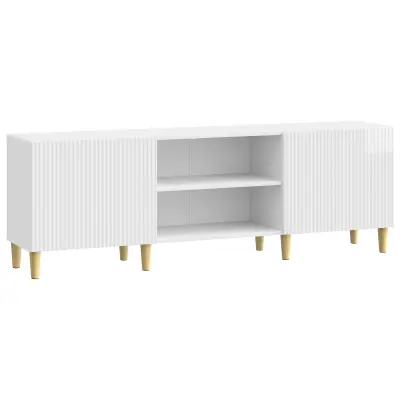 vidaXL TV omarica Bela visok sijaj 150 x 31 x 50 cm Inženirski les