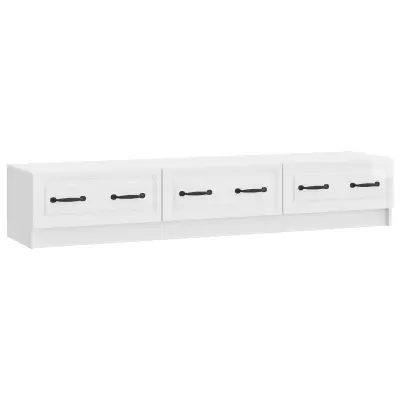 vidaXL TV omarica Bela visok sijaj 147 x 34,5 x 27 cm Inženirski les