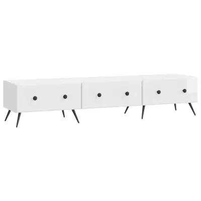 vidaXL TV omarica Bela visok sijaj 147 x 34,5 x 30 cm Inženirski les