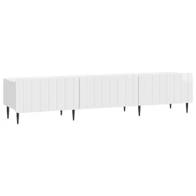 vidaXL TV omarica Bela visok sijaj 147 x 34,5 x 32 cm Inženirski les