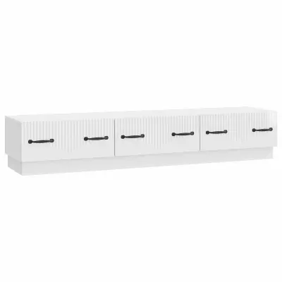 vidaXL TV omarica Bela visok sijaj 147 x 34,5 x 27 cm Inženirski les