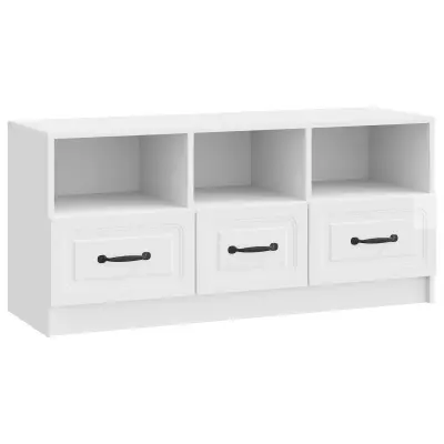vidaXL TV omarica Bela visok sijaj 102 x 34,5 x 47 cm Inženirski les