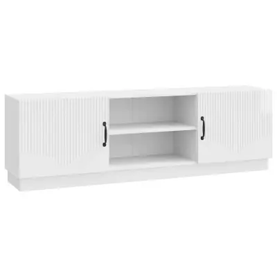 vidaXL TV omarica Bela visok sijaj 150 x 31 x 47 cm Inženirski les