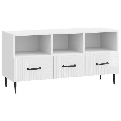 vidaXL TV omarica Bela visok sijaj 102 x 34,5 x 50 cm Inženirski les