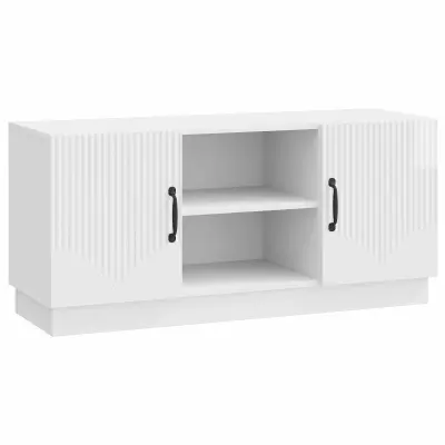 vidaXL TV omarica Bela visok sijaj 102 x 34,5 x 47 cm Inženirski les