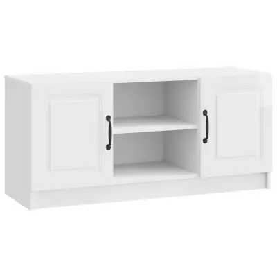 vidaXL TV omarica Bela visok sijaj 102 x 34,5 x 47 cm Inženirski les
