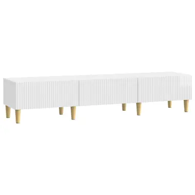 vidaXL TV omarica Bela visok sijaj 147 x 34,5 x 30 cm Inženirski les