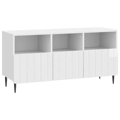 vidaXL TV omarica Bela visok sijaj 102 x 34,5 x 50 cm Inženirski les