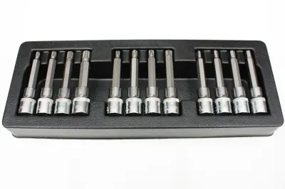 12-Delni komplet nastavkov iz S2 jekla z imbus, torx in xzn profili za natančno vijačenje