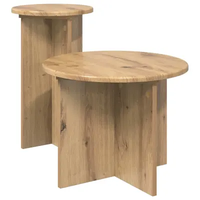 vidaXL Komplet stranskih mizic 2 pcs Artisan hrast Inženirski les