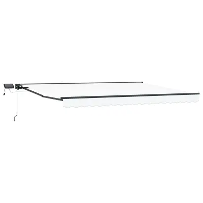 vidaXL Ročno senčilo s LED-ji Bela in antracit 4,5 × 3,5 m