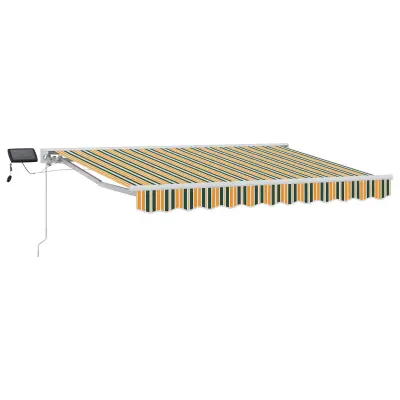 vidaXL Ročno senčilo s LED-ji Zelena, Rumena, Bela 3 x 2,5 m