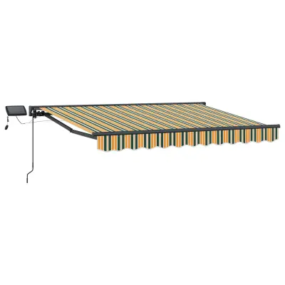 vidaXL Ročno senčilo s LED-ji Zelena, Rumena, Antracit 3 x 2,5 m