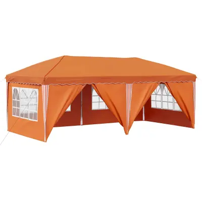 vidaXL Zložljivi šotor za zabave 575 x 288 x 245 cm Oranžna