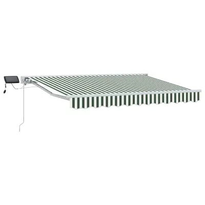 vidaXL Ročno senčilo s LED-ji Zelena in Bela 3,5 x 2,5 m