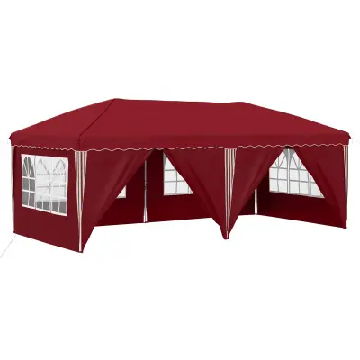 vidaXL Zložljivi šotor za zabave 575 x 288 x 245 cm Burgundija