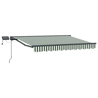 vidaXL Ročno senčilo s LED-ji Zelena, Bela, Antracit 3,5 x 2,5 m