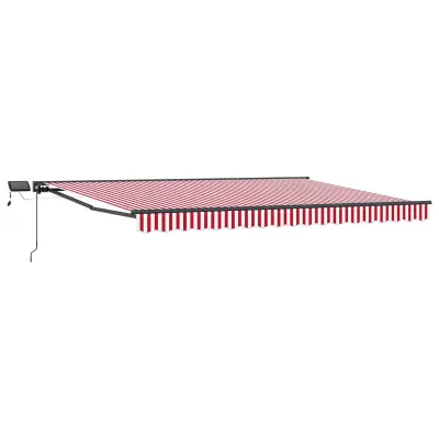 vidaXL Ročno senčilo s LED-ji Rdeča, Bela, Antracit 4,5 × 3,5 m