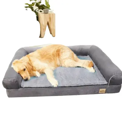 Ortopedska pasja postelja, vodoodporna zasnova, odstranljiva in pralna prevleka, Mornarsko modra, XL