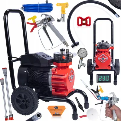 Strong Storm 1100 RSS05 Set Enote Za Lakiranje – Brezzračna Brizgalna Naprava 3500W 22MPa 18L/min | Puška, Šoba 517, Sulica 50cm, Rezalnik Barv