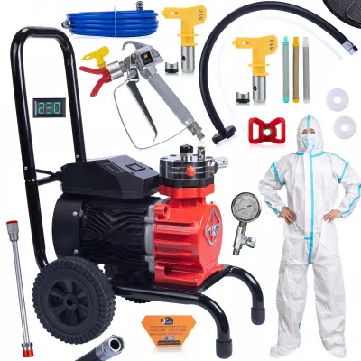 Set Airless Brizgalna Naprava Strong Storm 1100 RSS05 – 3500W, 22MPa, 18L/min, Suit, Šobe 513 In 517, Filtri 30/60/100 Mesh