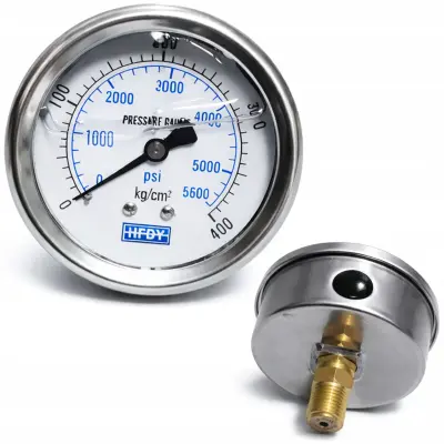 Manometer Surge Gauge Pro 400 – Manometer Za Airless Brizgalno Napravo Nadomestni Del Za Surge Eco WF 1800W | 5600 PSI, G 1/4" BSPP, Kovinska Ohišj