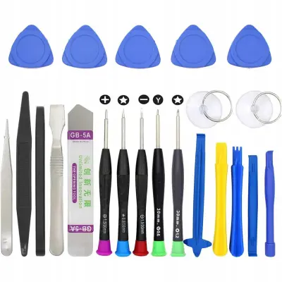 Set Izvijačev Za Popravilo GSM 25 Delov – Precizni Izvijači TORX, Ploščati, Pentalobe, Pinceta, Vakuumske Priseske