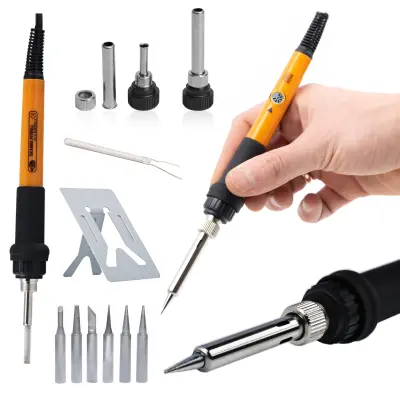 Set Spajkalnik OP60W – Precejna Natančnost, Temperaturni Regulator, 60W, 220V, 6 Nasvetov, Podstavek | Električna Serija S