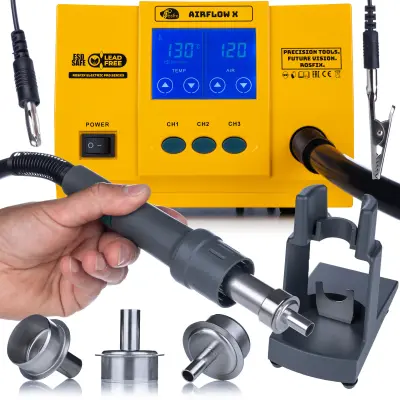 Airflow X Stacija Za Spajkanje SMD – 1300W, LCD Zaslon, 3 Channels, Brezkrtačni Motor, Auto Sleep, Lead-Free