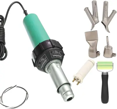 Plastični varilni pištol, 1600W grelna moč, 230L/min pretok zraka, 30-680  največja temperatura, Z varilno šobo