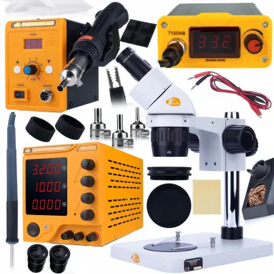 Ganymede S Komplet Binokularnega Mikroskopa MSGS-B-PS1 V Servisni Postaji Protech Trio v1 – Visoka Optika, 20–80x Povečava,