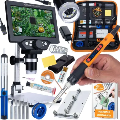 Nanozoom AX1200 LCD Mikroskop 7" Za Elektroniko | 12MP, 1200x Zoom, Full HD, LED, USB, Microsd, Alu Statív